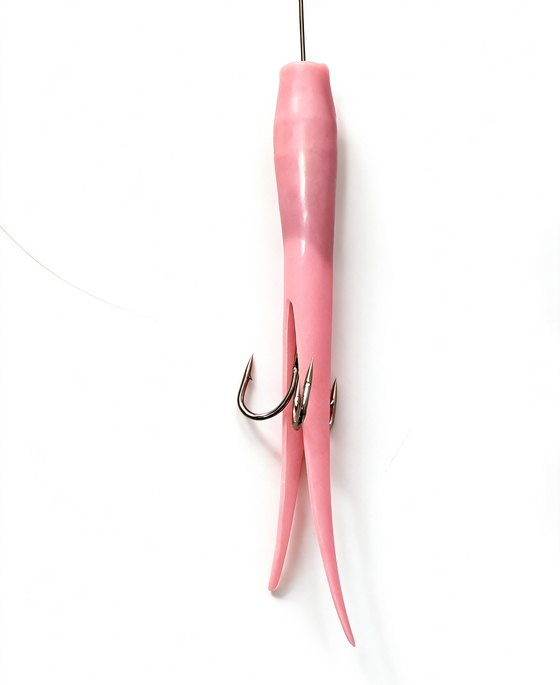 New Flying C lure, pink body close-up