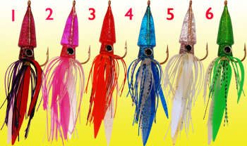 Squid flower hook in six colours, size 5/0, for saltwater lures and metal jigs