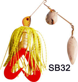 SB32 spinner bait, skirted jig with a willow blade