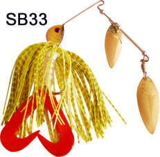 SB33 spinner bait, skirted jig with a willow blade
