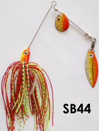SB44 spinner bait, skirted jig with a willow blade