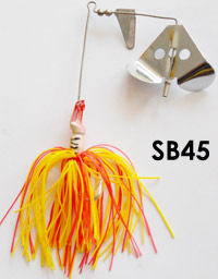 SB45 spinner bait, skirted jig with a willow blade